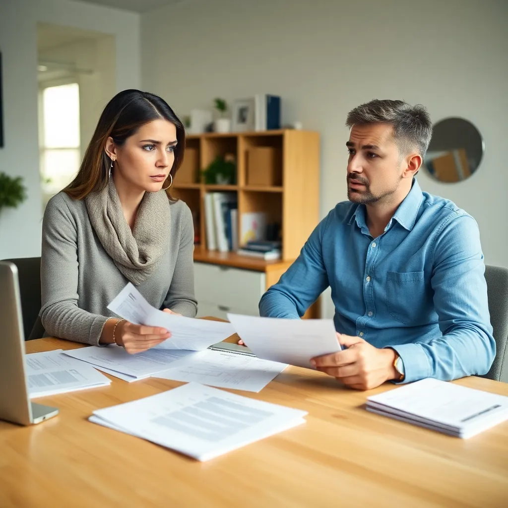 Serieus gesprek tussen partners over financiële zorgen en privacy