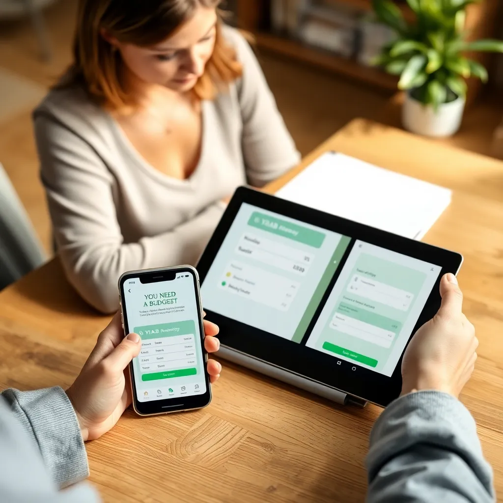 YNAB budgetapp interface op smartphone en tablet